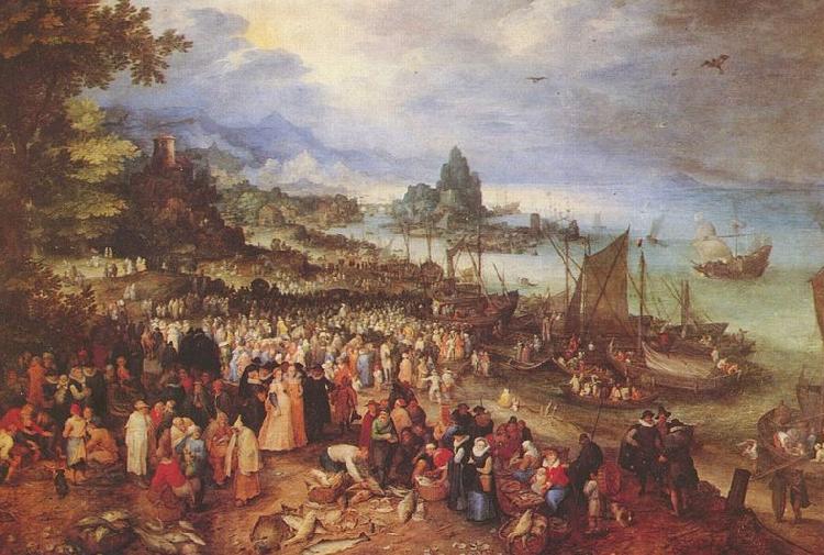 Jan Brueghel Sea port with the lecture of Christ China oil painting art